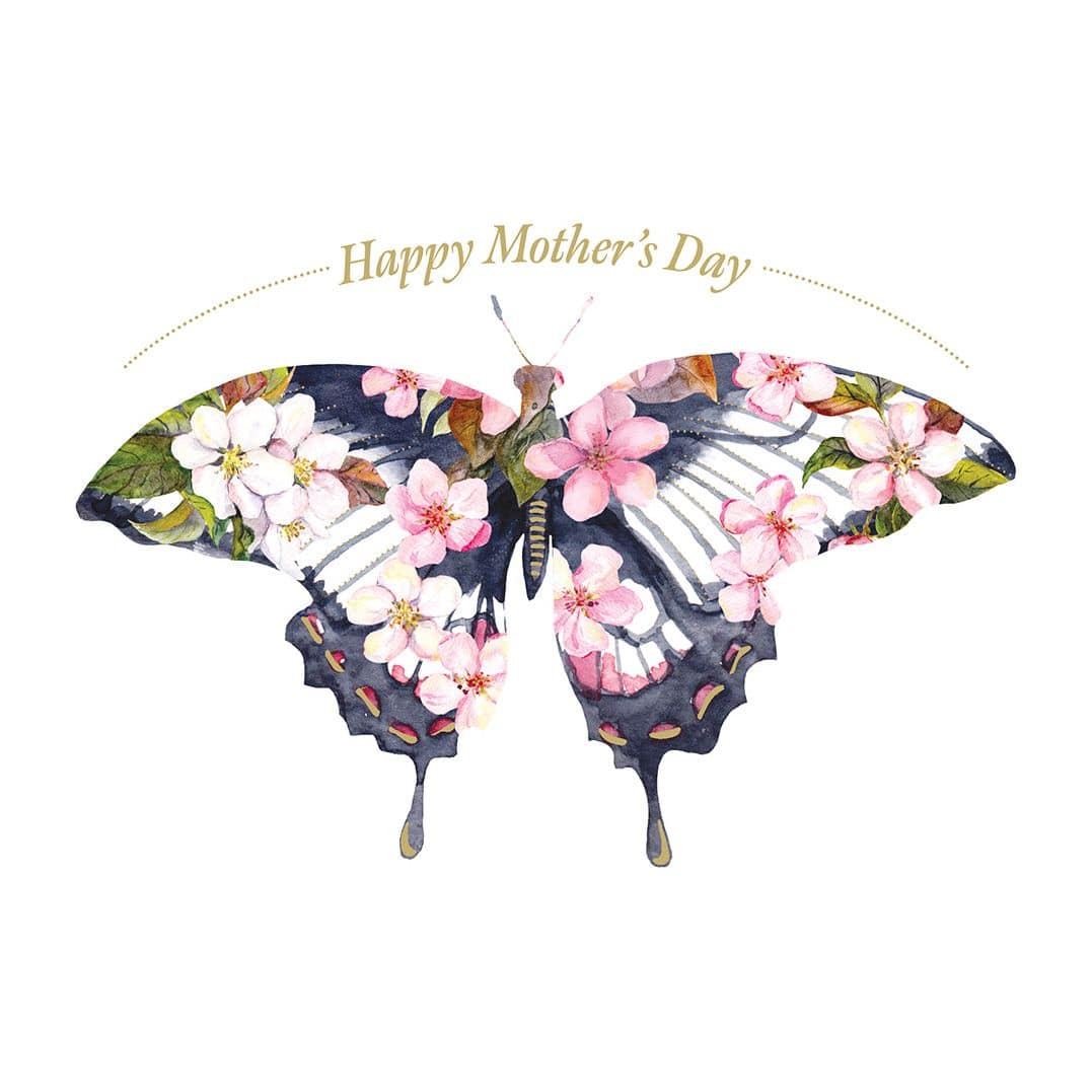 Pictura Floral Butterfly Mother's Day Card featuring colorful floral and butterfly design on white background.
